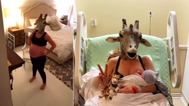 Giraffe Mom Almost Forgot Mask On Way To Deliver Baby Boy